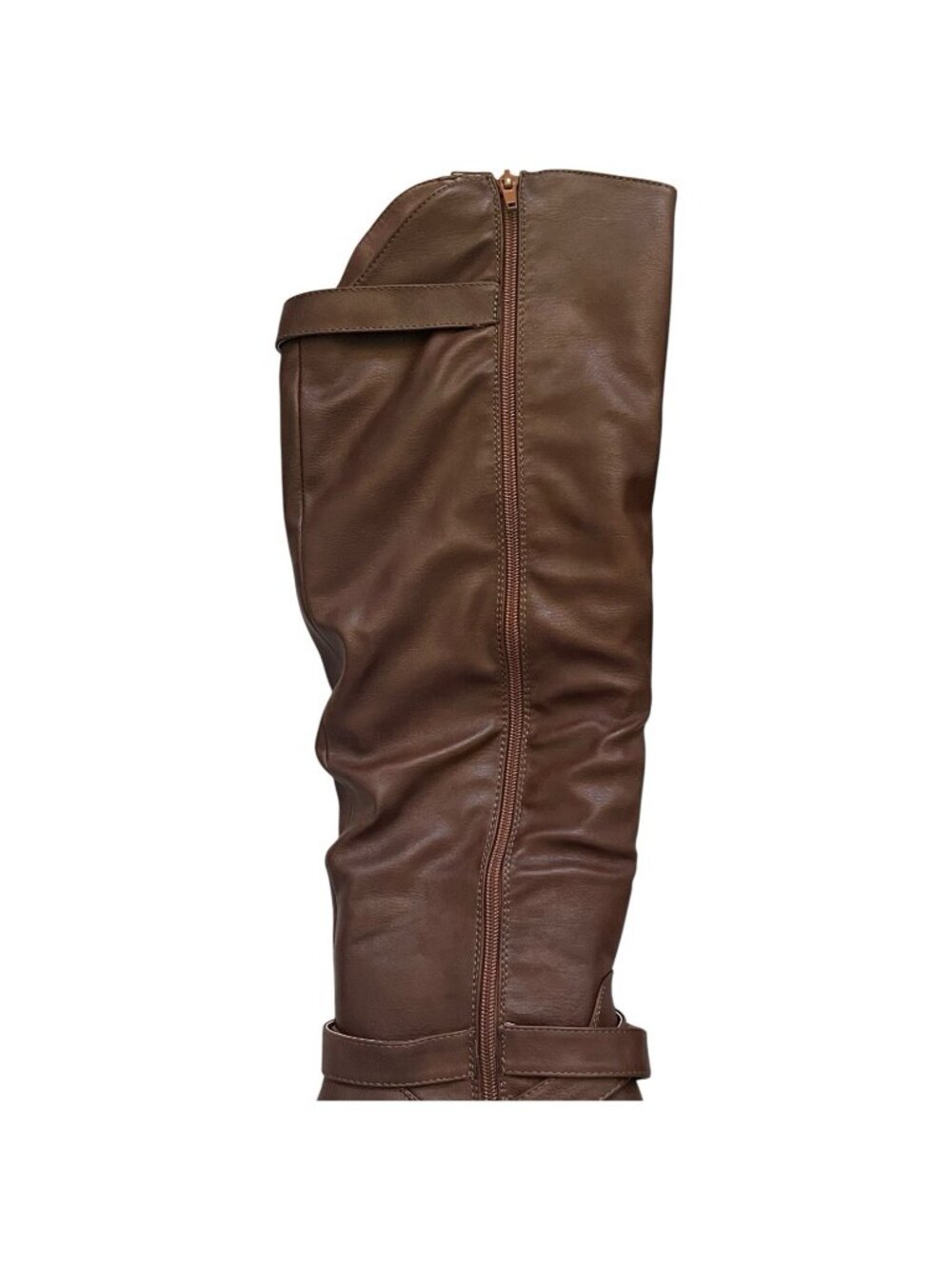Venus Brown Slouchy Riding Fashion Boots Womens Size 10 Buckle Strap Mid Heel - Picture 10 of 13